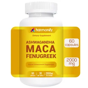 HARMONIFY Ashwagandha Maca Fenugreek 2000mg 60 Capsules Vegan Non-GMO for Daily Wellness Support
