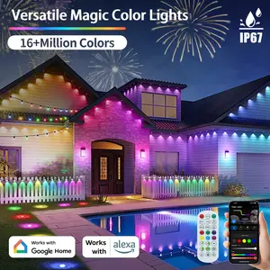105ft 164ft Smart LED Lights RGBIC 16 Million Colors 63 Modes IP67 Waterproof TUYA App Voice Control Music Sync for Eaves Pools Lawns Outdoor Decor Summer Vibes Get $3 Off In-Store