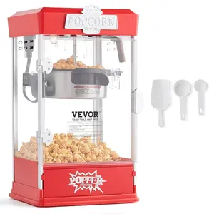 Tabletop Cold-Rolled Popcorn Maker, 480W 4oz Kettle Popper Machine, 1.5 Gal per Batch, Wing Nut Lid, Includes 3 Scoops, Movie Theater Style for Movie Nights, Red, Includes Scoops