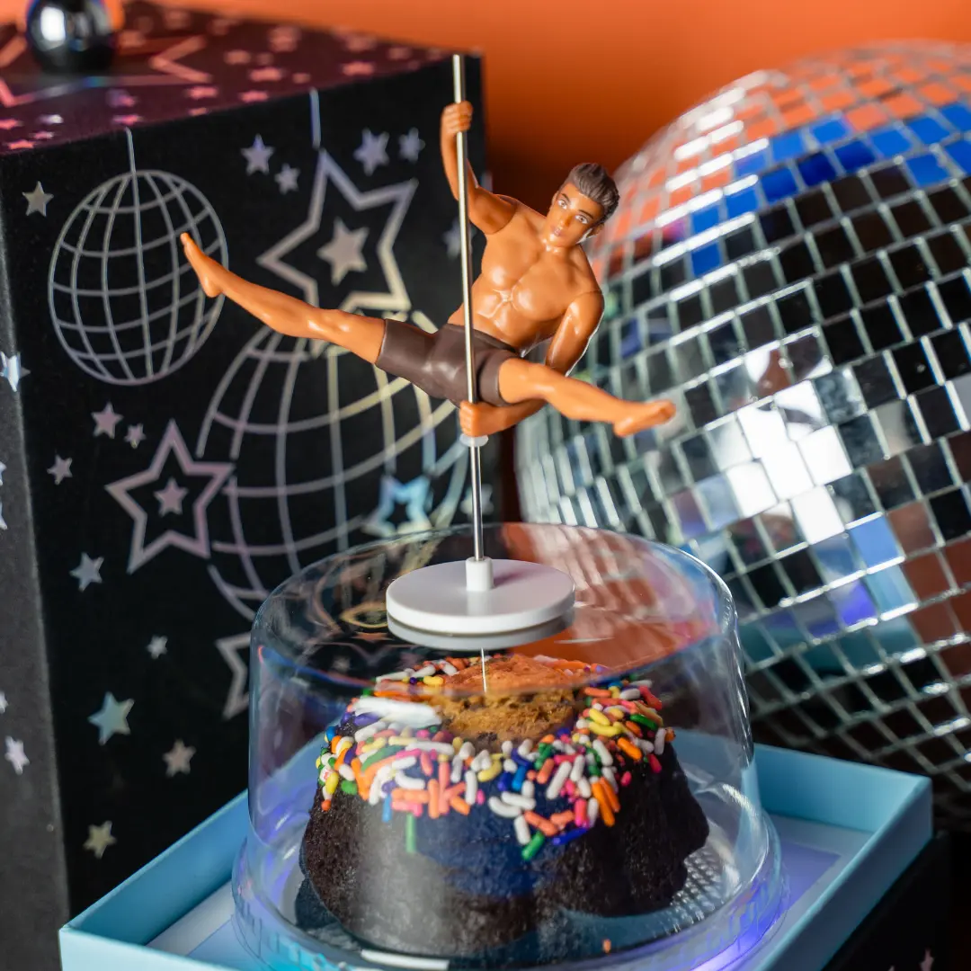 The Showtime Surprise 2 By Send A Cake - For Birthdays, Bachelor/Bachelorette, or Just Because! - Dazzling Starry Box, Lights, Music & Dancing Upon Opening, Plus A Cake! - A Unique & Fun Gift For The Person You Really Want To Surprise!