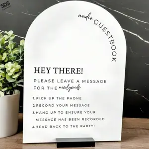 Acrylic Wedding Audio Guest Book Sign, Base, Stylish English Text, Modern Fresh Style, Wedding Decoration Prop