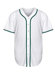 Solid Baseball Jersey Shirt for Men and Women, Sports Style Jersey, Plain Casual Short Sleeves Button Down T-Shirt