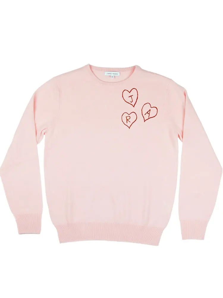 Custom Heart Initial 100% Cashmere Crewneck Sweater