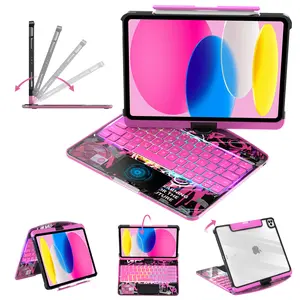 Magic KeyboardCase for 13 inch(iPad Air 2024-2026)and iPad pro13 inch 2024-2025/ 12.9inch(2018-2022,6th/5th/4th/3rd)– 360° Rotating Multi-Touch Trackpad, Type-C Charging, RGB Backlit Keyboard, Transparent Back with Pencil Holder