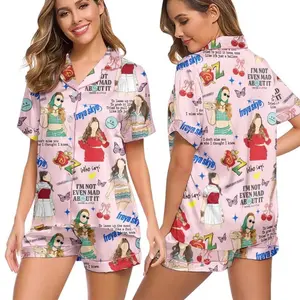 Descendants Zombies World Tour Heart Satin Pajamas, Descendants Concert Silk Pajamas, Zombies 4 Sleepwear, Tour Pajamas