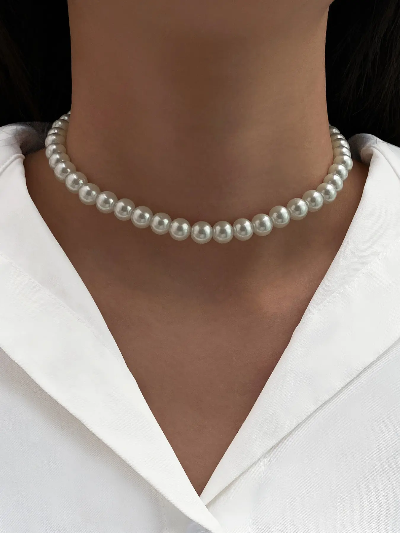 Elegant Faux Pearl Necklace for Women, Dainty Pearl Necklace, Casual Classic Pearls Beaded Choker, Simple and Stylish Jewelry Accessory, Perfect for Everyday Wear