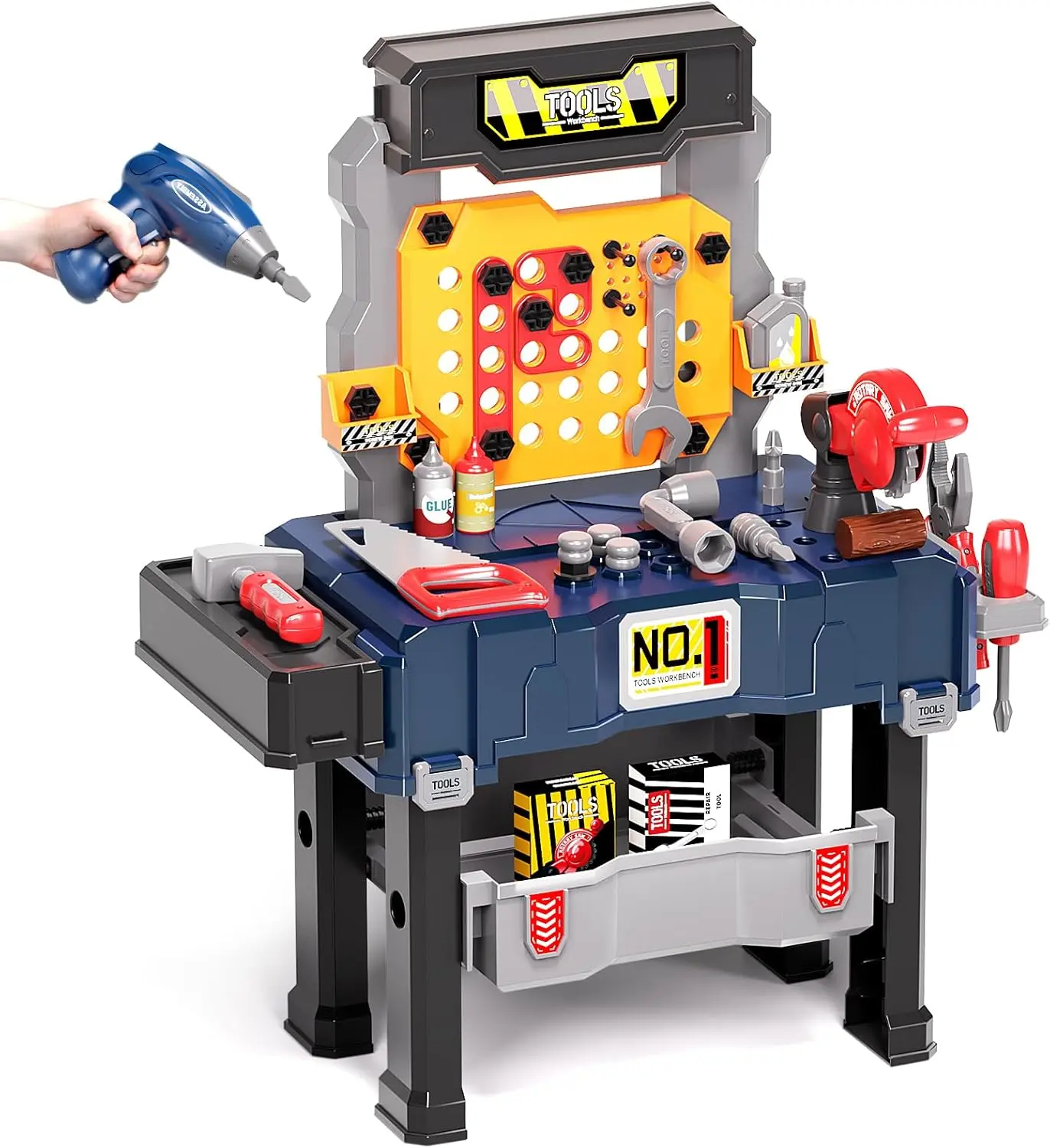 Kids Tool Bench with Realistic and Electric Drill, Construction Workbench Toys for Toddlers 3-5, Toddler Bench Set for Boys & Girls Age 3-4