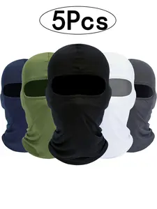 5Pcs-Breathable Sun Protection Face Mask, Unisex Motorcycle Helmet Cover, Dustproof Riding Headwear, Spring & Fall Casual Style