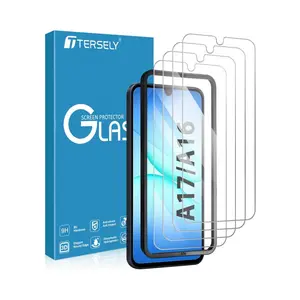 [4-Pack] T Tersely 9H Tempered Glass Durable Protective Screen Protector for Samsung Galaxy A16 4G/5G Smartphone, with Installation Alignment Frame, Support Fingerprint Unlock, Case Friendly, Anti-Scratch Film Accessories