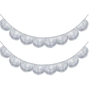 2 count 6.8 ft  Fringe Banner, Scalloped Layered Tassel Banner  Fringe Galand Party Decoration Backdrop Photo Booth for Graduation Birthday Bachelorette Wedding Bridal Shower Disco