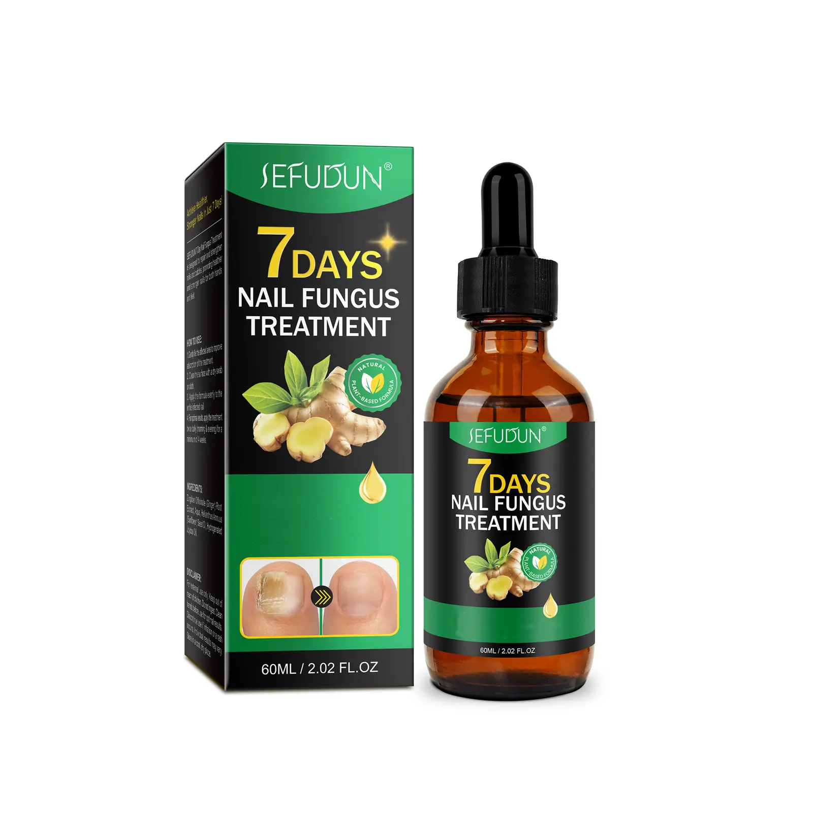 Sefudun Ginger Extract Nail Treatment Serum Oil - Nail Repair Solution, 7-Day Oil-Based Anti-Fungal Natural Leave-On Repair, 2x Application Daily Manicure Selfcare Product, Oil-Based Nail Repair tiktokshopbacktoschool
