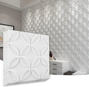 PVC  Wall Panel Interlocked Circles in Matt White Cover 32 Sq.ft, for Interior Ceiling and Wall Decor for Residential or Commerical