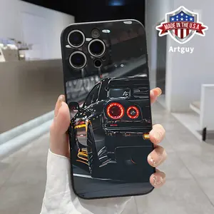 Straight Edge Phone Case for iPhone 15 Plus 16 Pro Max 14 13 12 11 XS XR mini Nissan Gtr Pattern Drop Protection Shockproof Soft Silicone smartphone Cover