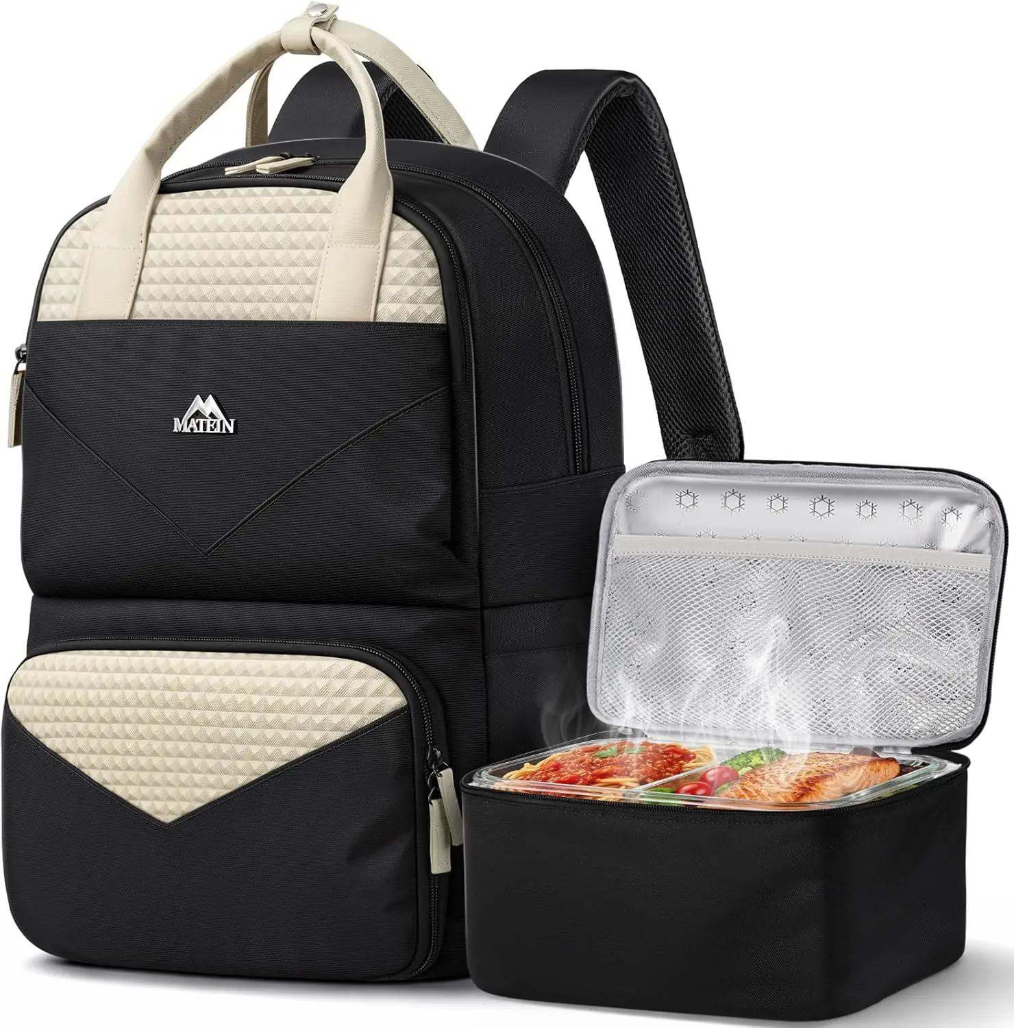 MATEIN CLASSIC Womens Lunch Box Backpack for Work, Insulated Lunch Backpack with Divider & Removable Lunchbox Set, Large 15.6" Laptop Backpack, Water-Resistant Commuter Bag for Work & Daily Meal Prep TikTokShopBackToSchool