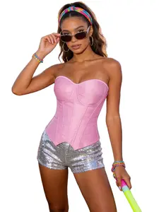 Women's Corset Top Satin Shapewear, Halloween Gothic Style & Funny Performance Ideal Choice, Side Zip Long Torso Sculpting, Adjustable Size