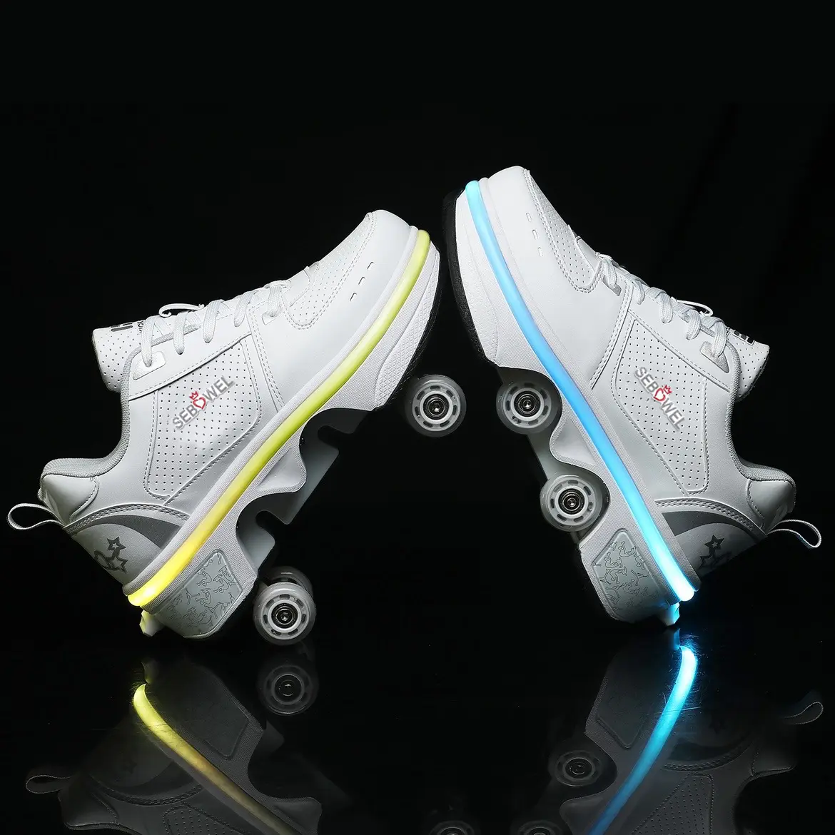 SEBOWEL Fashion Transformer Roller Skates - 2-in-1 Shoes with 4 Telescopic Invisible Wheels, Outdoor Walking Shoes, Christmas Gift, Shoes With Wheels