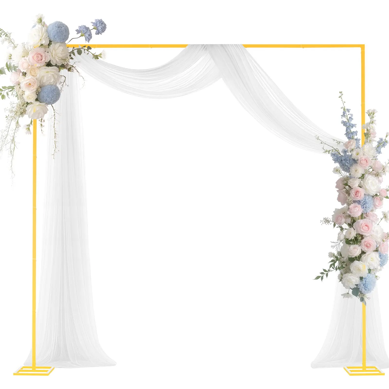 VEVOR 8x8 ft Square Gold Metal Arch Backdrop Stand Set, Stable Structure, Easy Assembly, Elegant Romantic Decor for Wedding, Birthday, Graduation, Doors, Outdoor