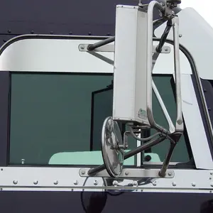 TORQUE Stainless Steel 5-Inch Drop Windows Chop Top Set for 1973-2004 Peterbilt Semi Trucks, Mirror Finish - Pair (TR3064)