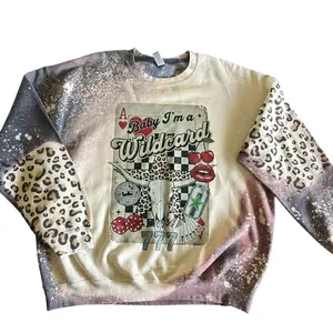 Baby I’m A Wildcard Bleached Cheetah Print Bleached Crewneck Sweater