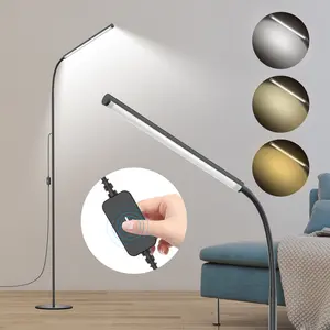 15W Bright LED Floor Lamp with Stepless Adjustable 3700K-7000K Colors&Dimmer Adjustable Gooseneck Floor Lamp for Living Room Bedroom Reading Lamp Eye Protection Home Lighting Modern Interior