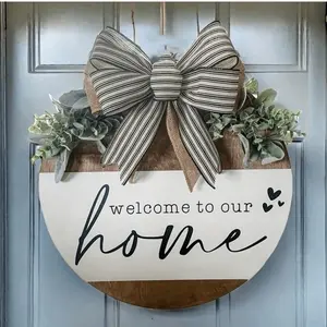 Wooden Round Sign Hanging Welcome Sign,