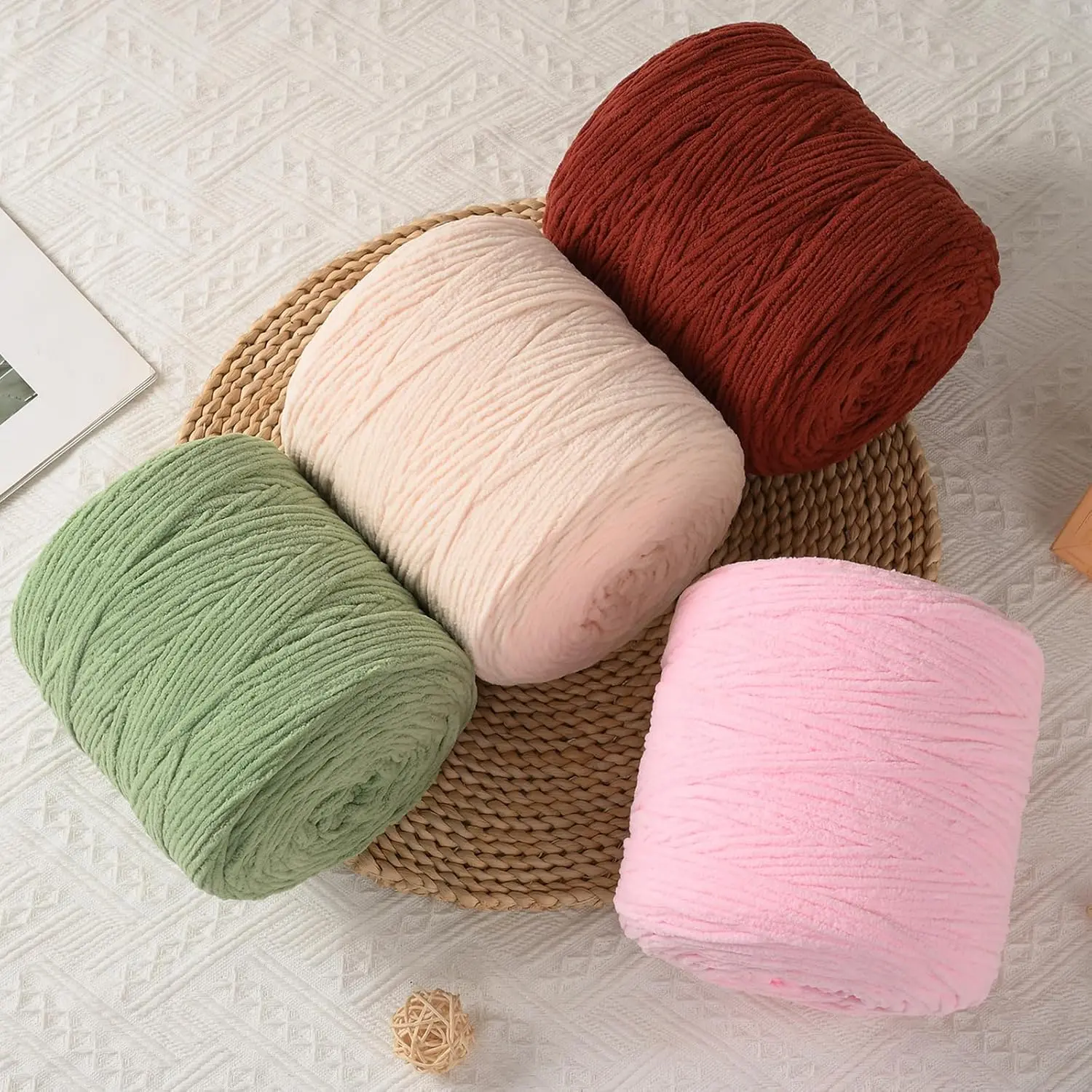 MULTIONS 5mm Chunky Fuzzy Chenille Yarn for Crochet & Knitting | Soft Thick Yarn for Throw Blankets, Amigurumi & DIY Crafts | 215yds / 569yds, Perfect for All-Season Handmade Gifts, Mother’s Day & Father’s Day