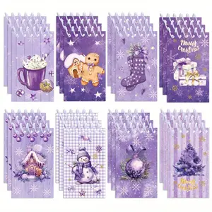 16Pcs Mysterious Purple Christmas Stationery Gift Set, Notepad with Sock Snowman Design, Stocking Stuffer for Friends, Colleagues, Granddaughter, Party Supplies