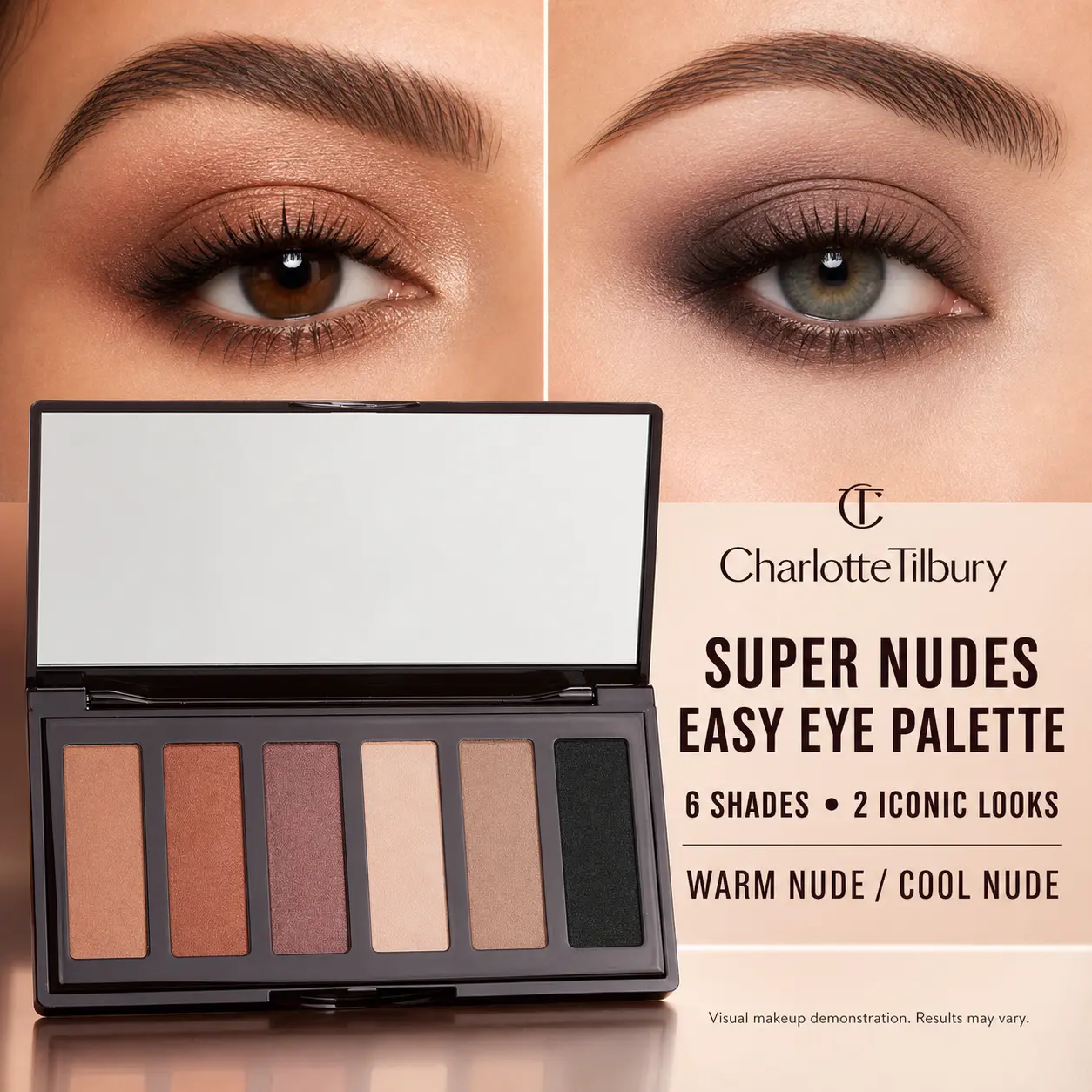 Charlotte Tilbury The Super Nudes Easy Eyeshadow Palette, 7.2g/0.25oz Cosmetic with Smokey, Caramel, Bronze Shades