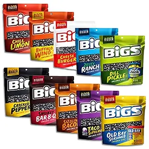BIGS Sunflower Seeds Variety Pack - 10 Gluten-Free Bags with Natural Food Flavors (Taco, Cheeseburger, Pickle, Old Bay, Pizza, Chili Lime, Bacon, BBQ, Ranch & More) Snack