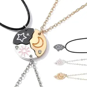BFF Necklace For 3 Trio Sun Moon Star Friendship Puzzle Matching Necklaces For Best Friends 3 Sisters Forever Jewelry Gifts