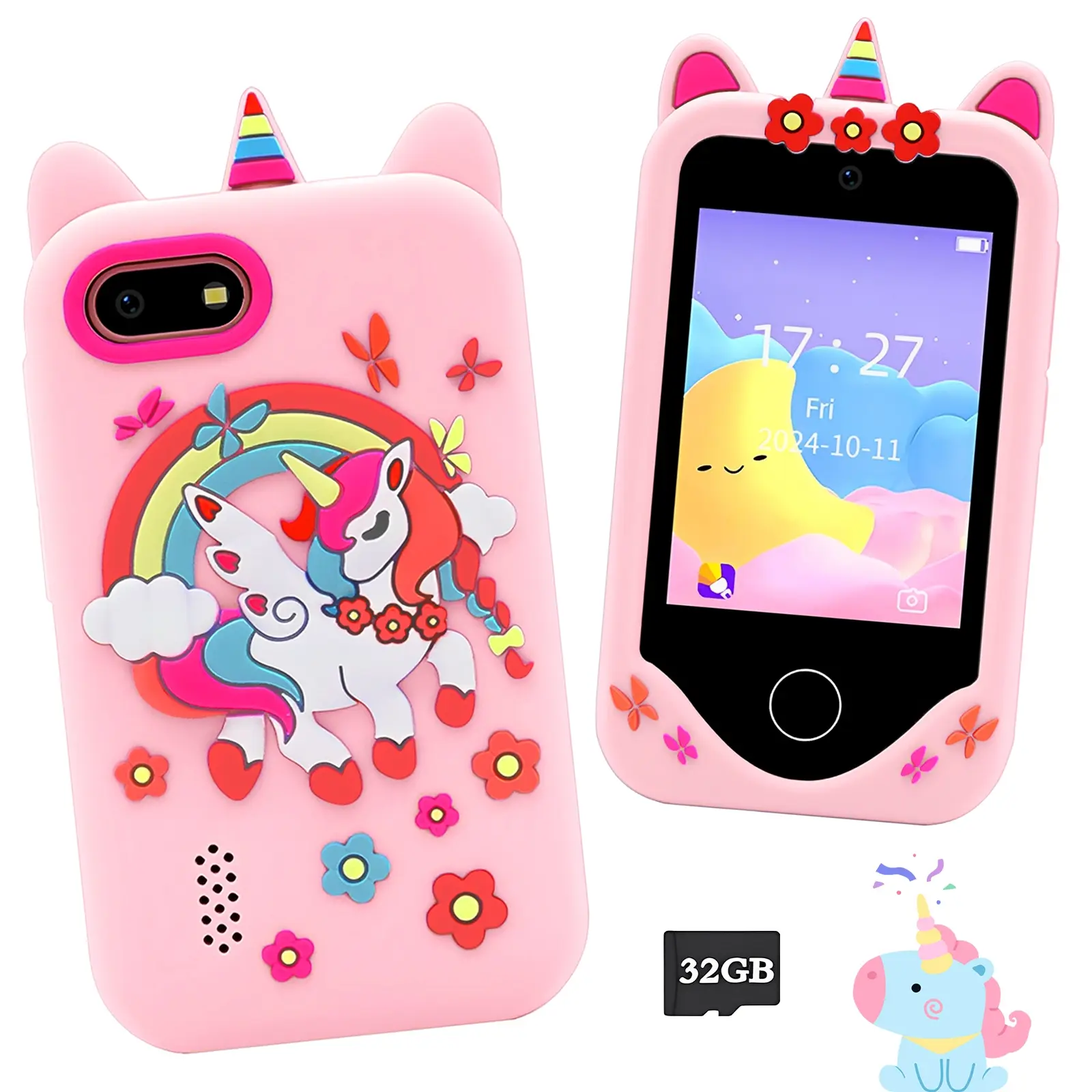 Children's Smartphone for Boys and Girls, Perfect Christmas Birthday Gift for Ages 3-12, Kids Digital Mobile Phone Toy with 2.8" Touchscreen, Dual Camera, Learning Apps, Music Player & Games, Includes 32GB Card