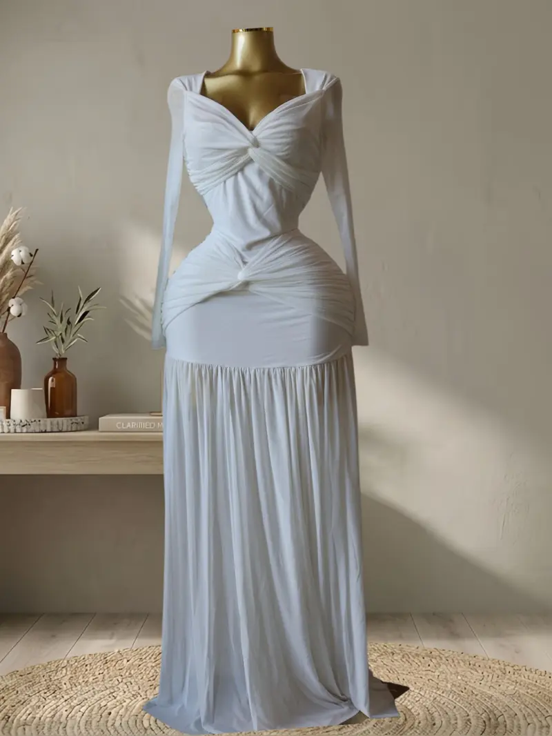 White ruffle dress long sleeve - TikTok Shop White ruffle dress long sleeve - TikTok Shop