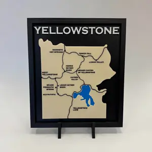 Yellowstone National Park 3D Topographic Map - Framed Wall Art