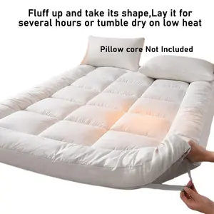 Ultra-Thick 10 cm Quilted Mattress Topper, Breathable Topper, Soft Cooling Bed Cover 1200 gsm, Pure Fiber Washable Premium Microfiber, UK-Size Fitted Mattress Pad