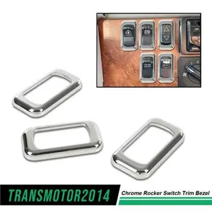 G-PLUS 3pcs Chrome Rocker Switch Trim Bezel Decoration Sticker New Fit For Peterbilt Keworth Freightliner Upgraded Version