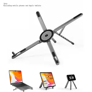 LDSK Adjustable Laptop Stand for Desk, MagSafe Compatible Portable Foldable Computer Riser for MacBook, iPhone, iPad, Tablet - Lightweight Aluminum, N52 Magnetic Grip, Perfect for Office, Home, Traveling, Desk Accessory