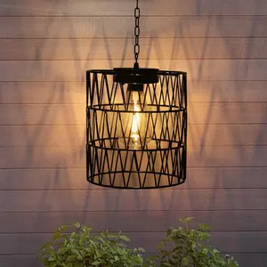 Hanging Pendant Lights,Metal Solar Outdoor Chandelier,Solar Hanging Lights with Warm White LED Bulb for Patio Garden Tree Pergola Gazebo Porch Yard Decor