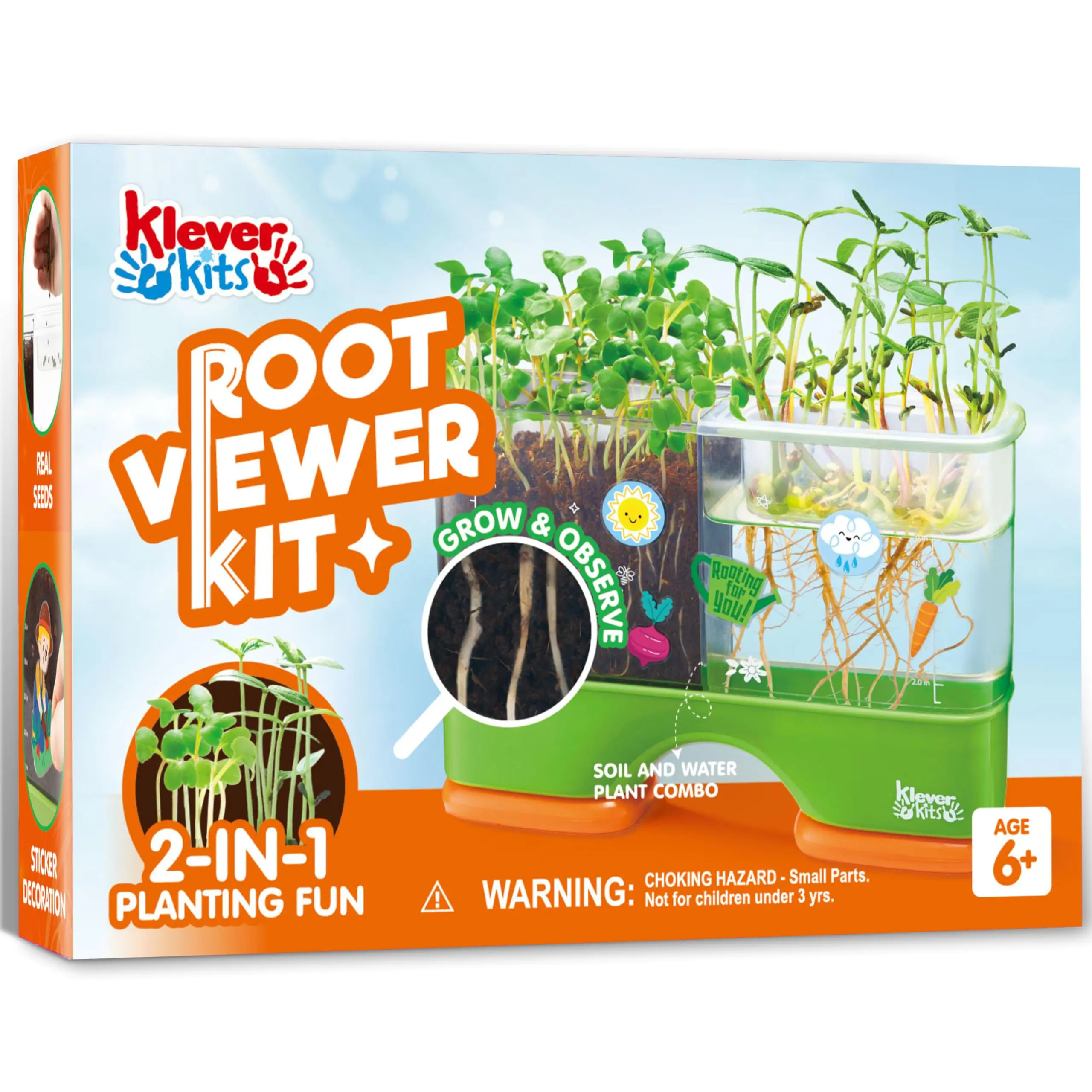 Klever Kits 2-in-1 Root Viewer & Planting Science Kit for Kids – STEM Learning Gifts for Kids Aged 6+, Soil & Hydro Observation Kit Birthday Toys Gifts for Boys and Girls