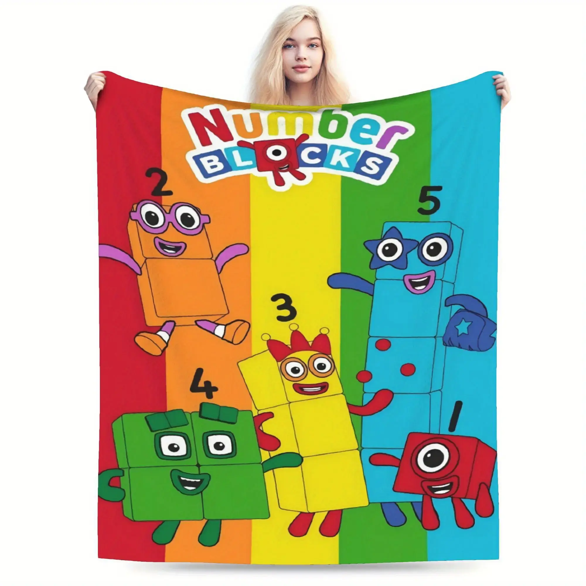 Numberblocks Soft Fleece Blanket - Educational Number Blocks Cartoon Character Design with 1-10 Numbers, Vibrant Colors, Durable All-Seasons Cozy Throw for Home & Travel, Educational Play Item