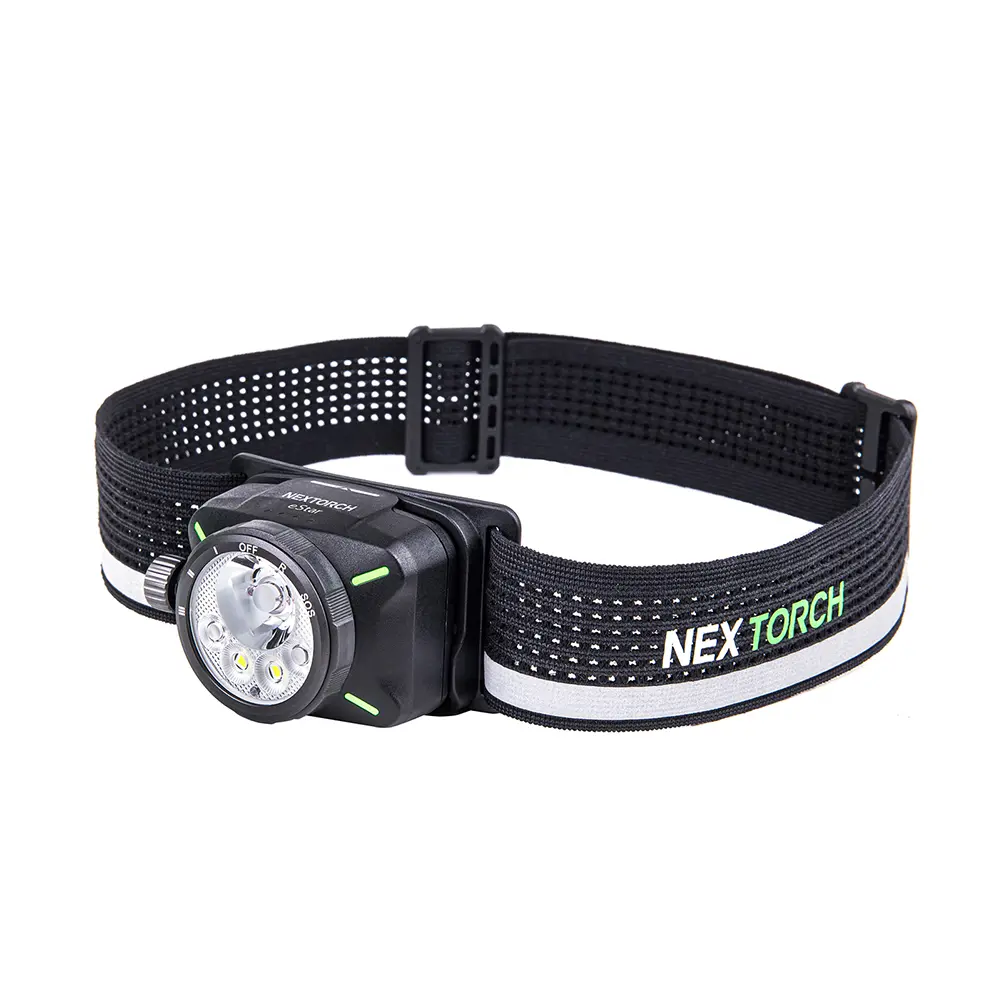 NEXTORCH eStar Dual-Light Headlamp - 1300 Lumens Ultra-Bright, for Camping & Hiking, Black, 2×1200mAh Rechargeable Li-Po Batteries (1 Spare), Work Light, Adjustable Headband Powerful Flashlight