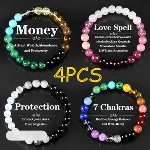 4 Pcs Exquisite Bohemian BeadedBracelet - Natural Citrine, Malachite,, Jewelryfor Banquet Party, and Gift for Her couplebracelet 4b blue fashion artificial bracelet ofthe day party banquet elegant bohemianColorblock Beaded Crystal Bracelet