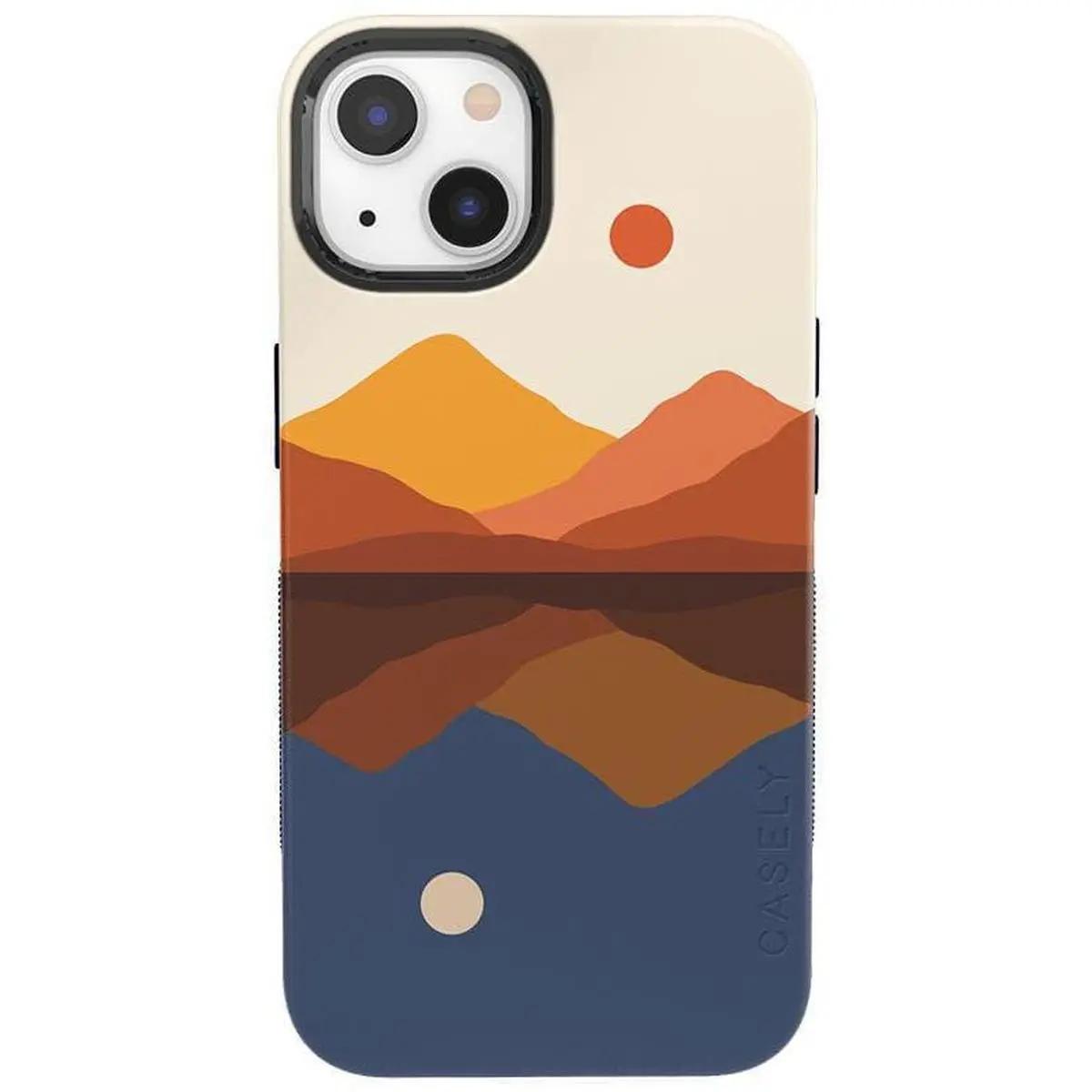 Casely iPhone 13 Case | Opposites Attract | Day & Night Mountains | Bold Protective Design | Compatible with MagSafe