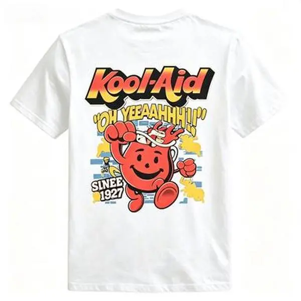 Cotton Retro Kool-Aid Man Graphic Tee - 90s Vintage Oversized Sports Top, Multi-Size (4XL,5XL) with Kool-Aid Logo, Casual Trendy Summer T-Shirt for Sports & Outdoor Activities, Retro Print, Fashion