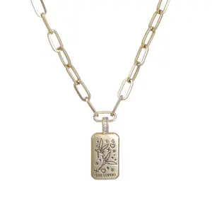 Mytys Tarot Neutral Style Trend Pendant Necklace Carving 6 styles Tarot Elegant Necklace Fashion Lovers Gift Bling Stylish Jewelry Accessory