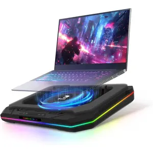 Saviortop Gaming Laptop Cooling Pad -  3500 RPM Laptop Cooler with Turbo Fan, RGB Cooling Stand for 10-19 Inch Laptops,  Control, USB-C Hub, Adjustable Height, Quiet Cooling Fan
