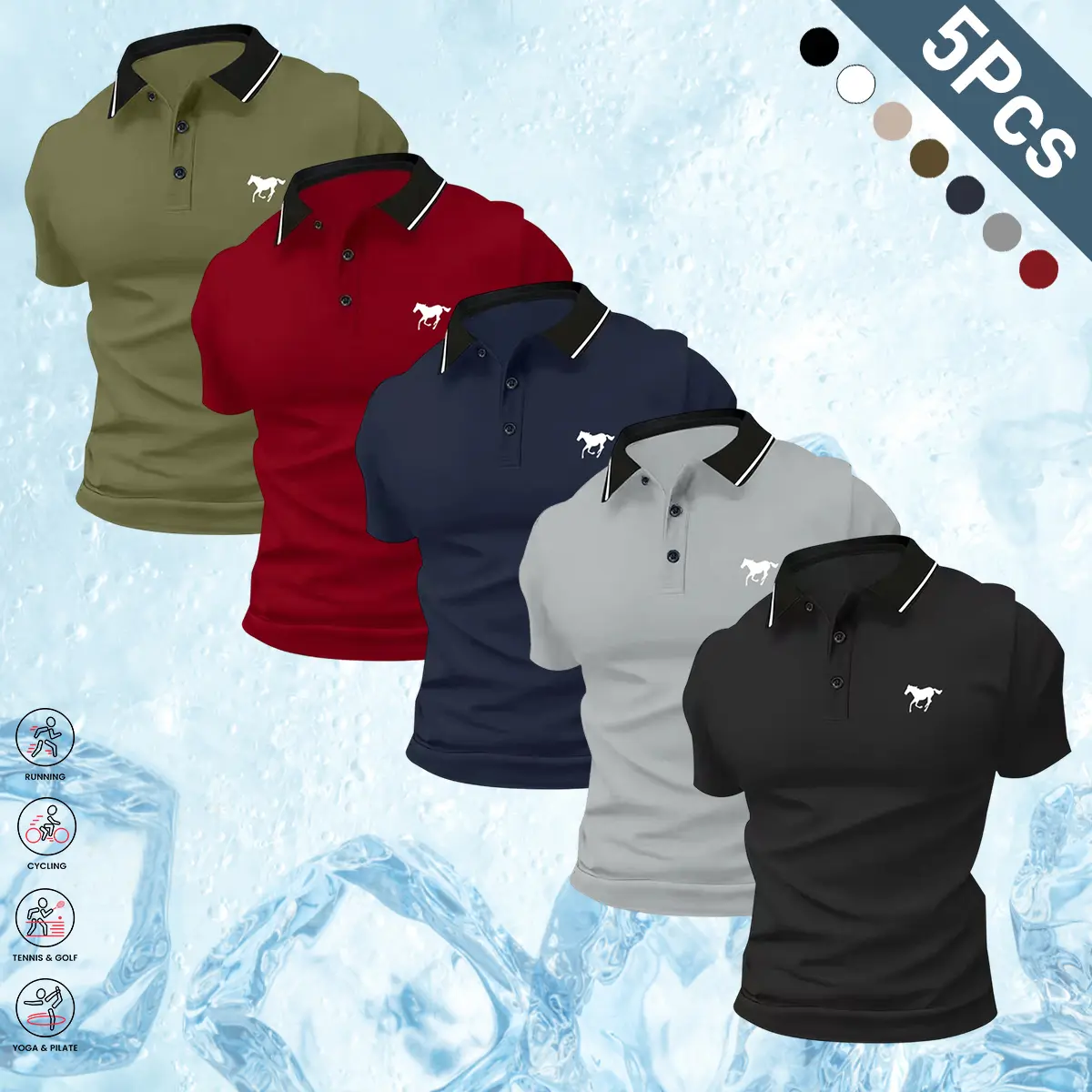 Black + Gray + Blue + Red + Green