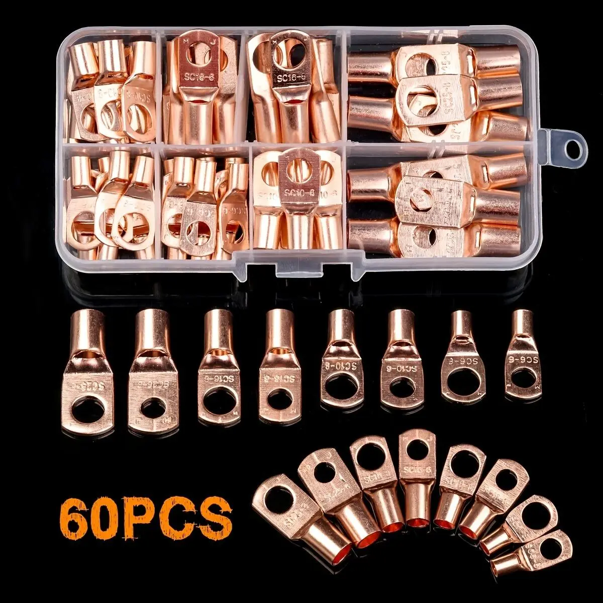 Ring-type connector SC6-25 for wire connectors - pure cable - electrical crimp terminal connector kit, Durable Reliable Connectors