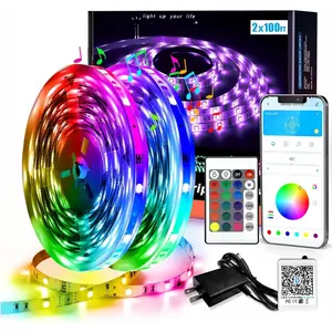 Led Strip Lights  with App Control Remote, 2835 RGB for Bedroom,  Sync Color Changing for Room Party 200 ft (2 Rolls of 100 ft)