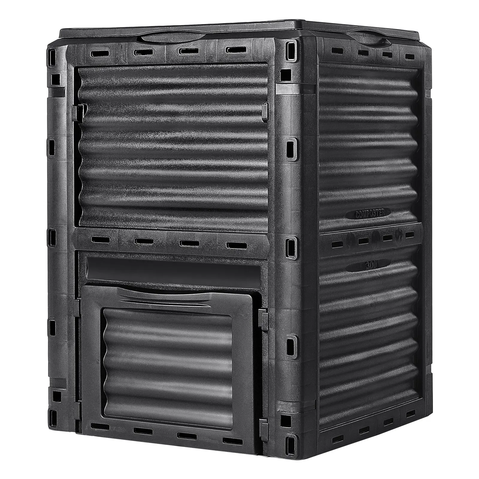 【Summerfinds】VEVOR Large 80 Gal (300L) BPA-Free Outdoor Compost Bin - Compost Bin Outdoor Dustbins with Top + Bottom Doors, Ventilated Sides, Easy Installation, Lightweight, Food Waste Solutions, Father's Day Pick