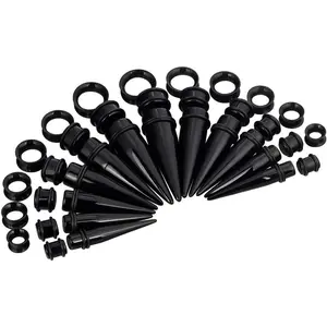 36 Pieces Ear Stretching Piercing Kit Acrylic Tapers Silicone Tunnels Plugs 00G-20mm Big Gauges Expander Set Body Jewelry for Men and Women